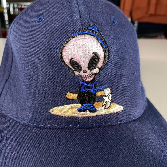 Vintage Youth Blind Skateboard Reaper Fitted Hat Navy One Size - Picture 2 of 7